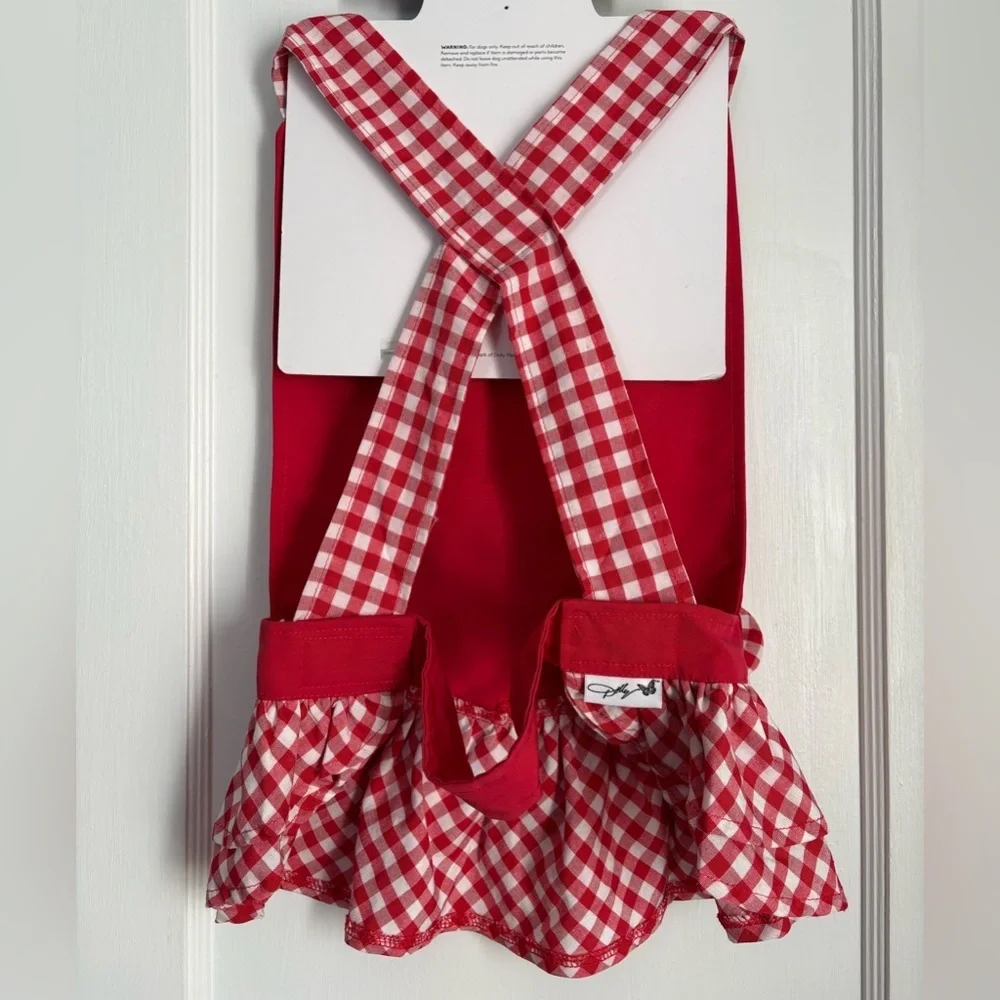 NWT Doggy Parton Red Gingham Overalls Dress Sz: Large 2 & XXL: 1